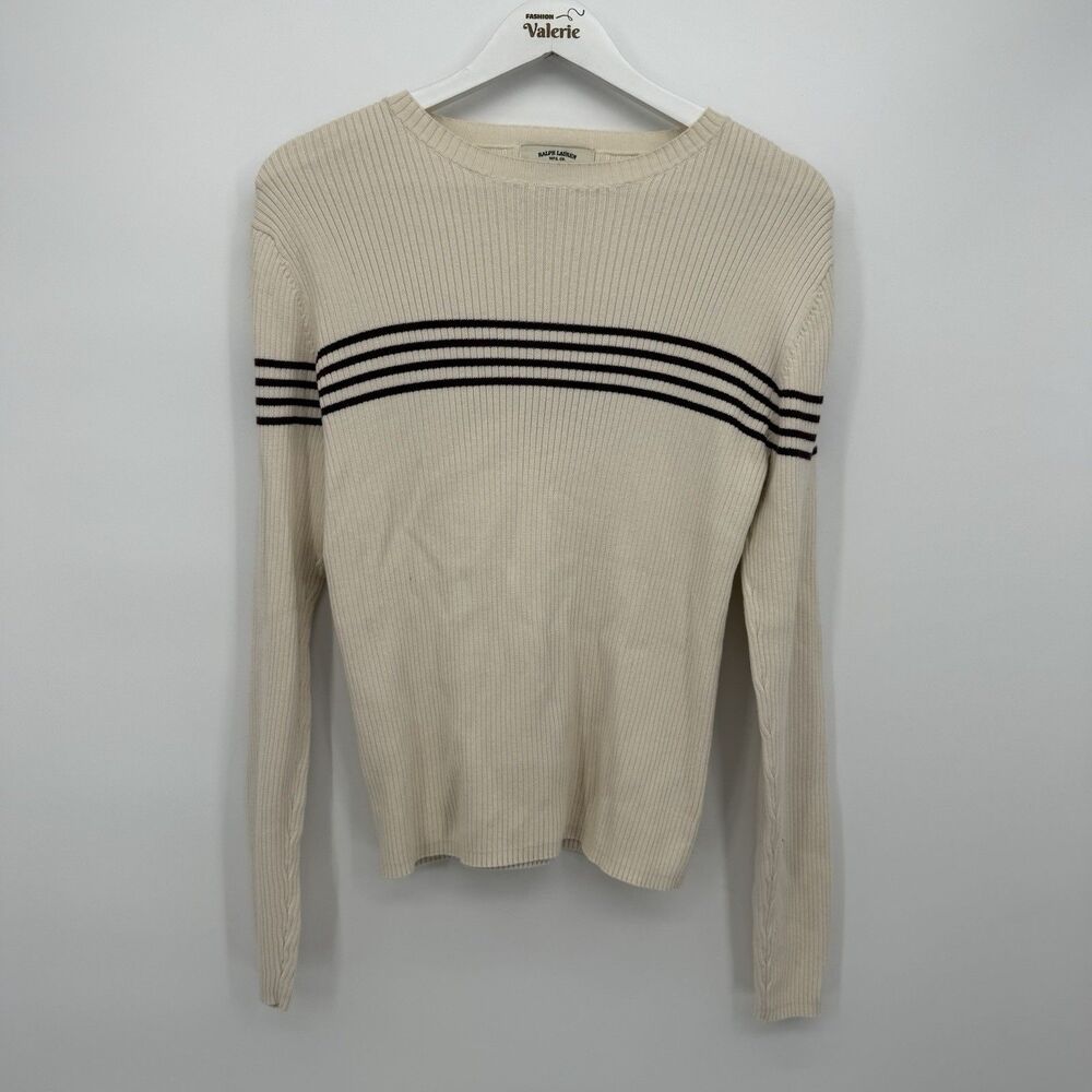 Ralph Lauren Polo Jeans Co Beige & Brown Sweater Top Size Medium Y2k